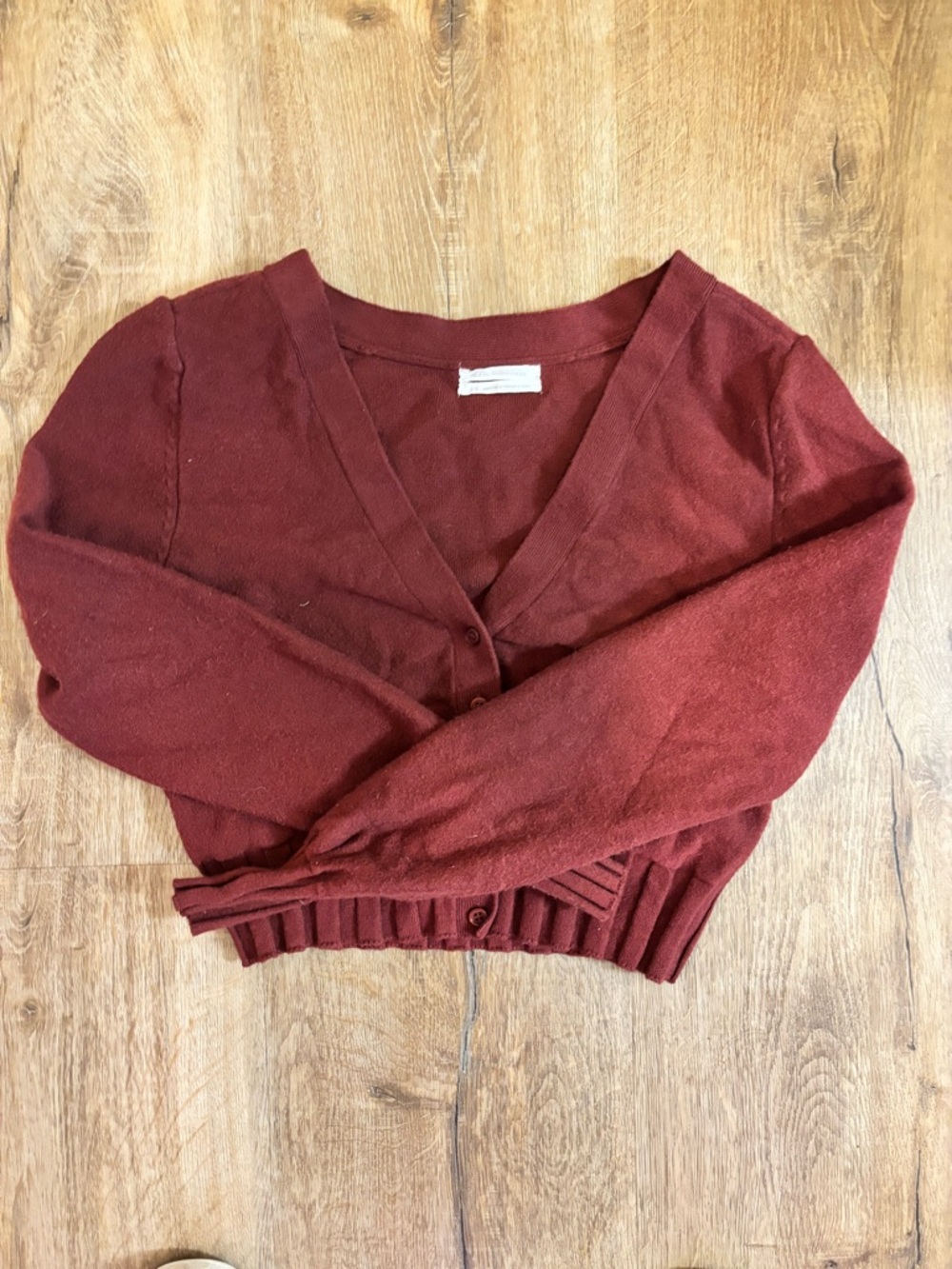 Urban Outfitters Burgundy Cropped V-Neck Cardigan